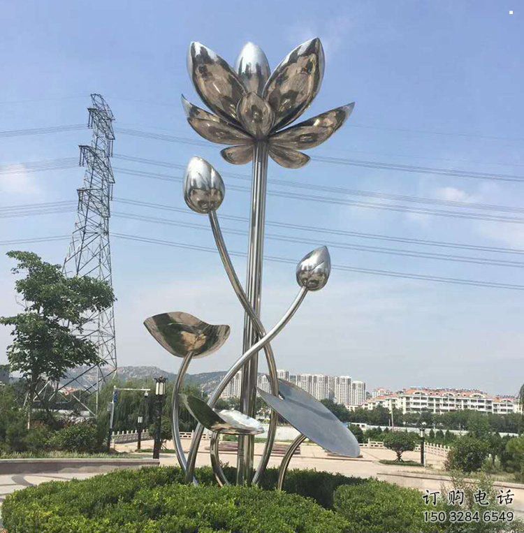 蓮花雕塑特供，美陳雕塑，制造鏡面蓮花雕塑廠家