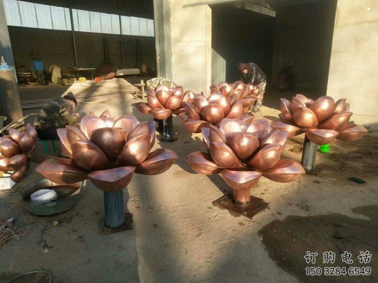 水蓮花雕塑觀賞型，戶外擺放，藝術(shù)水蓮花銅雕塑定制