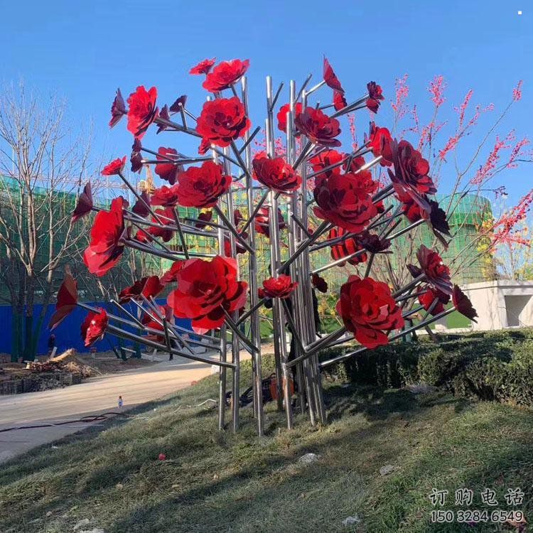 玫瑰花雕塑觀賞型，戶外雕塑，不銹鋼玫瑰花雕塑供給