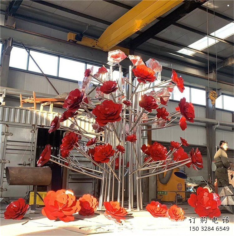 玫瑰花雕塑供應(yīng)，街景小品，鍛鋼不銹鋼玫瑰花雕塑優(yōu)價