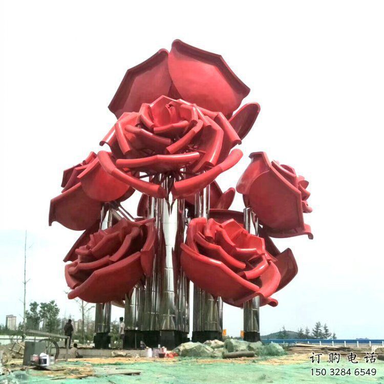 玫瑰花雕塑指用，小區(qū)擺件，不銹鋼玫瑰花雕塑制作