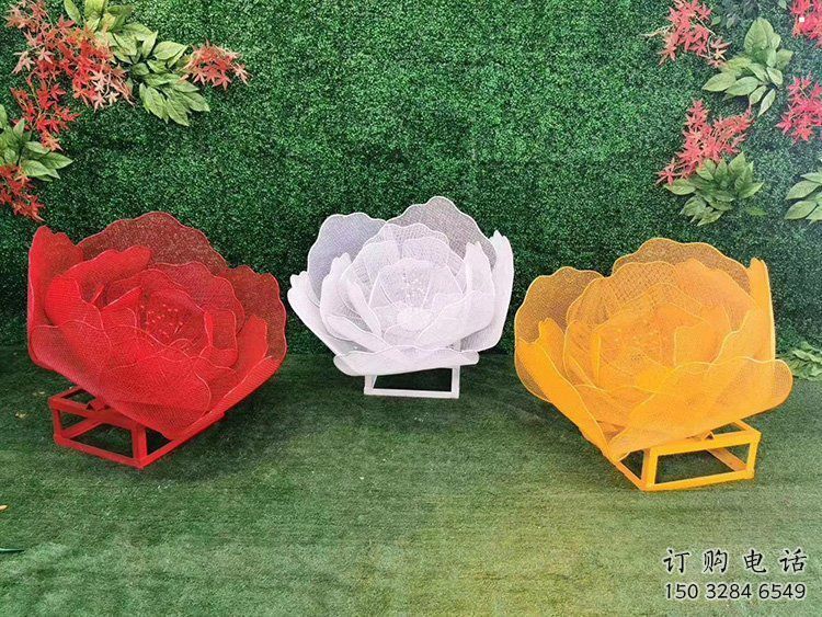 玫瑰花雕塑制作廠家，公園小品，鏤空玫瑰花雕塑訂做