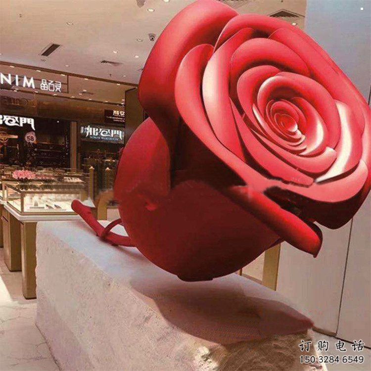 月季雕塑生產(chǎn)，透雕系列，紀(jì)念月季花朵雕塑展品