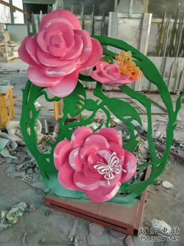月季雕塑特供，白鋼構(gòu)件，景觀月季花朵雕塑供應(yīng)