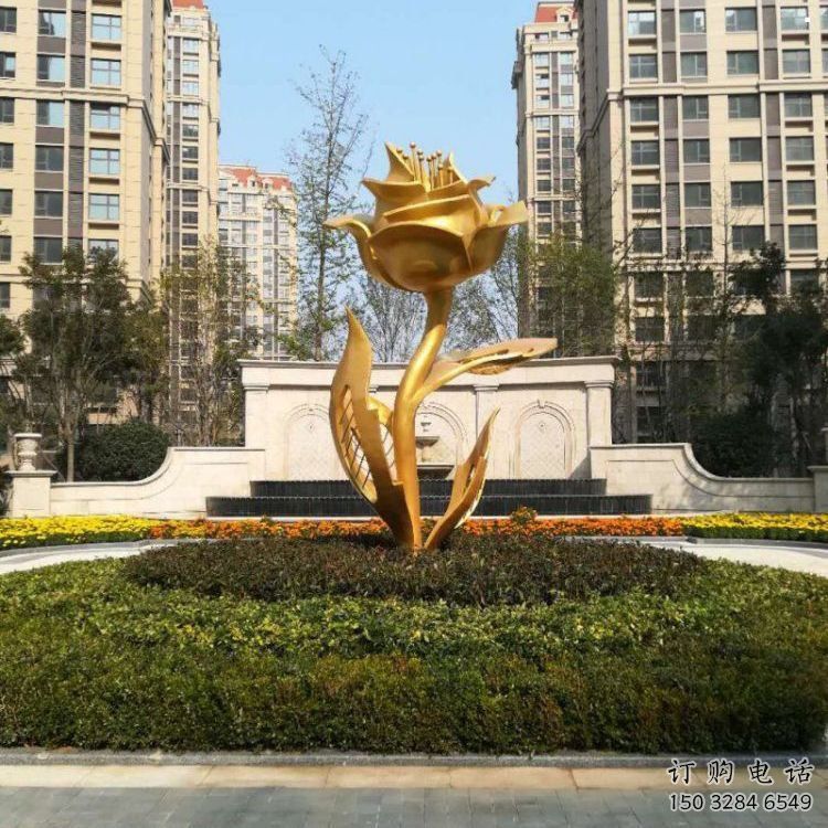 月季花雕塑訂做，彩鋼制作，不銹鋼月季花雕塑優(yōu)選
