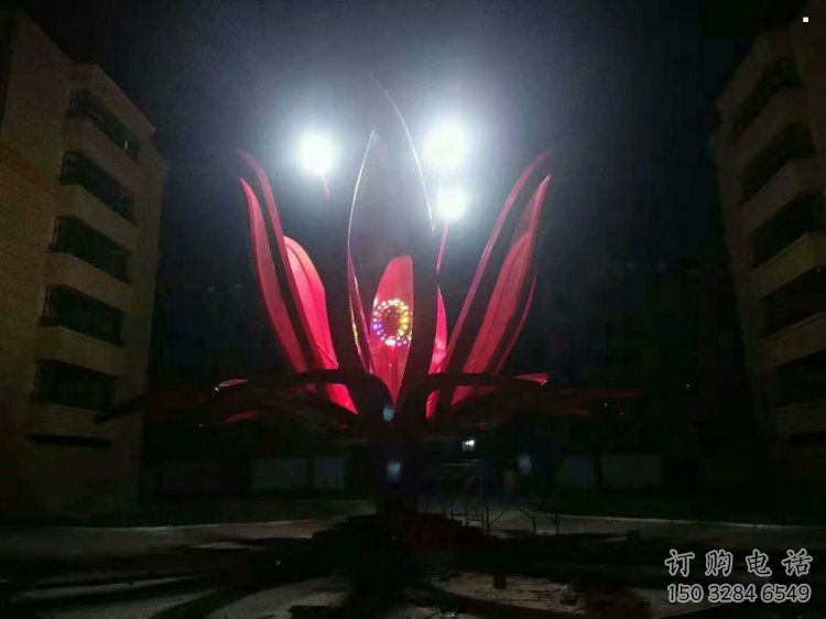 燈光花朵雕塑常用，公園小品，燈光茶花雕塑生產(chǎn)商