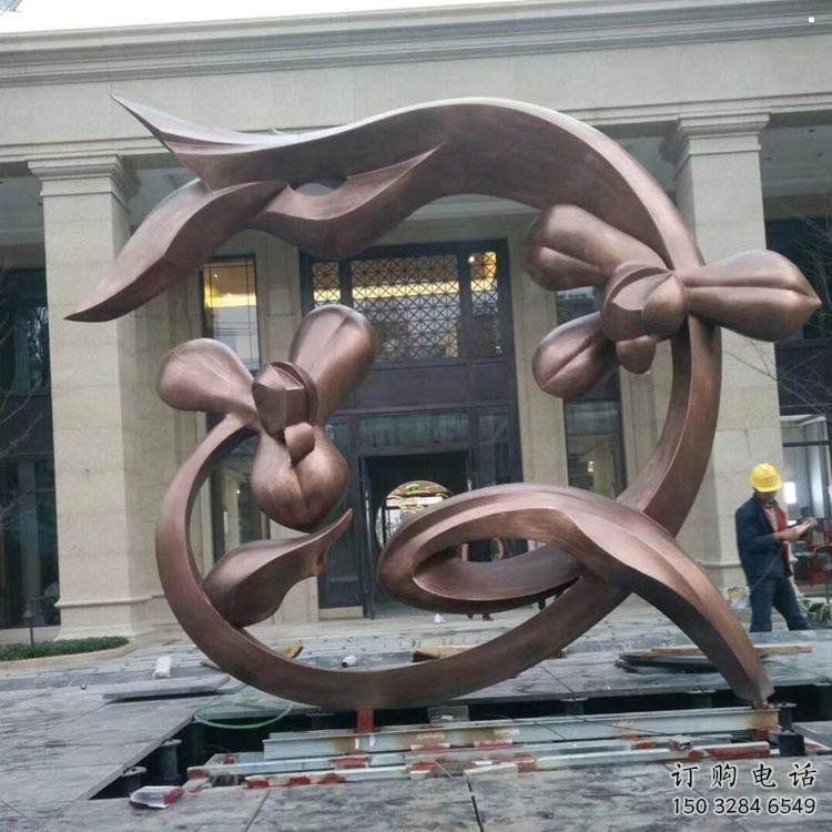 蘭花雕塑工程供應(yīng)，美陳雕塑，鑄銅蘭花花朵雕塑廠家