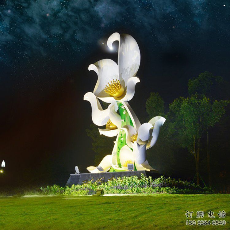 蘭花雕塑精選，美陳雕塑，鍛鋼蘭花花朵雕塑通用