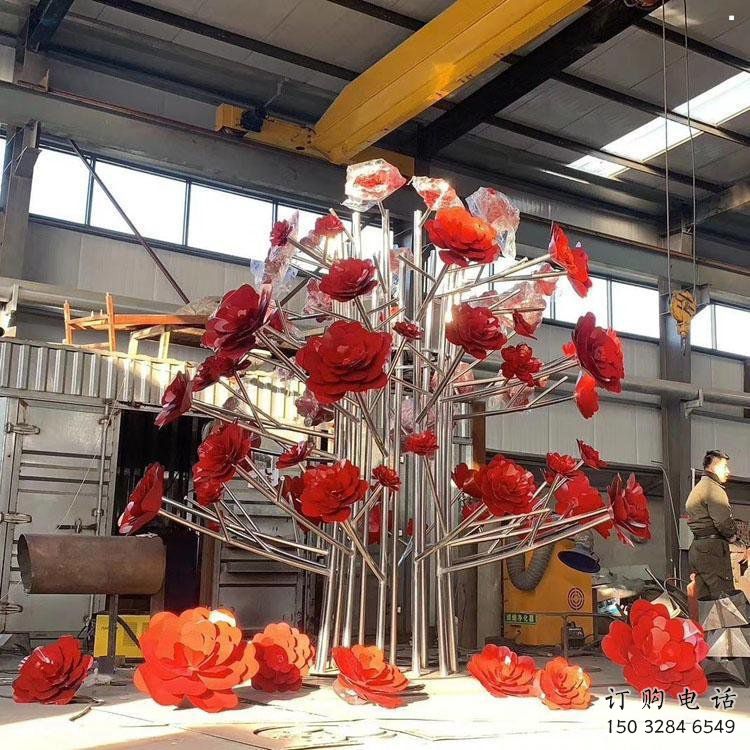 花朵玫瑰雕塑精選，廣場(chǎng)雕塑，展示玫瑰花朵雕塑定做