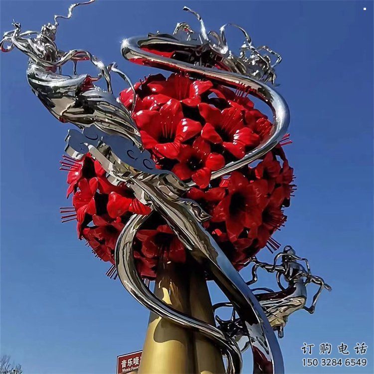 玫瑰花朵雕塑供給，歐式風格，室外玫瑰花朵雕塑提供