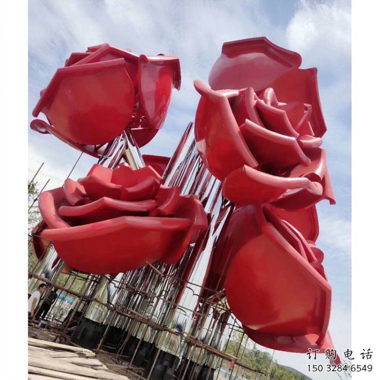 玫瑰花朵雕塑精選，美陳雕塑，玫瑰花朵雕塑制作