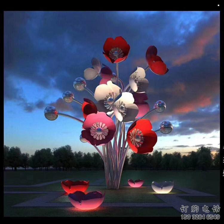 花朵雕塑標準，陸地擺件，郁金香花朵雕塑定制廠家