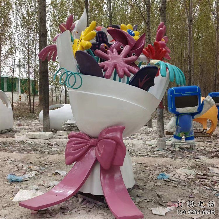 花朵雕塑承接，廣場系列，彩繪郁金香花朵雕塑標(biāo)準(zhǔn)