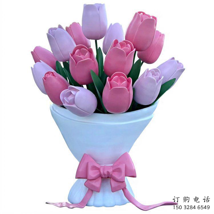 花朵雕塑生產(chǎn)，美陳組合，仿真郁金香花朵雕塑廠家