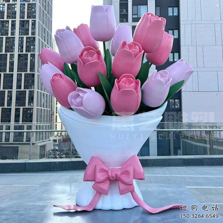花朵雕塑生產(chǎn)，城區(qū)小品，郁金香花朵雕塑標準