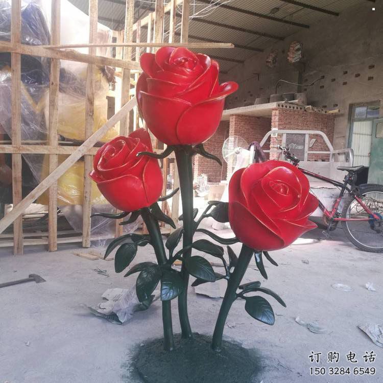 花朵月季雕塑點(diǎn)擊，圓雕體系，抽象月季花朵雕塑標(biāo)準(zhǔn)