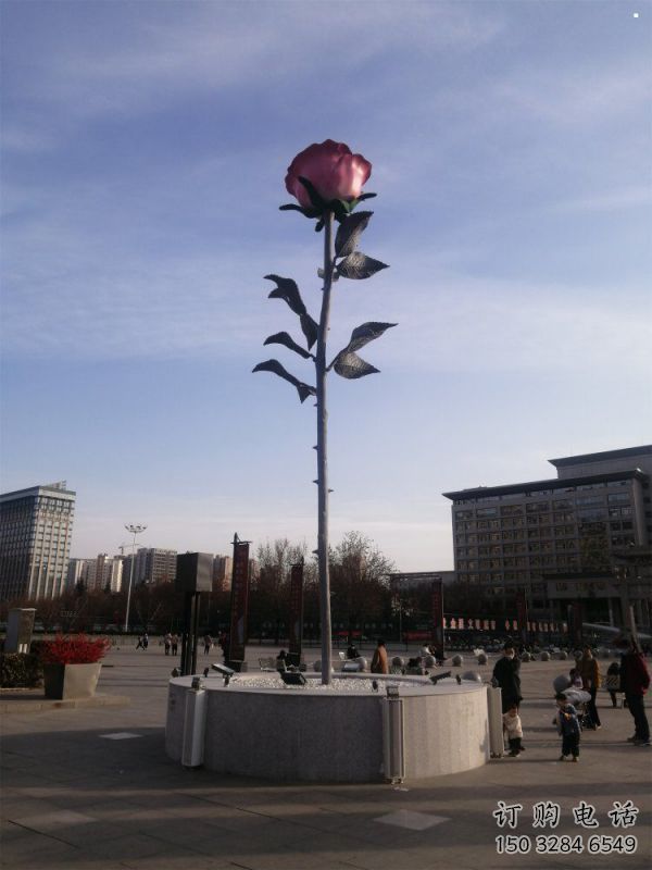 花朵月季雕塑承接，街景小品，月季花朵雕塑標(biāo)志訂做