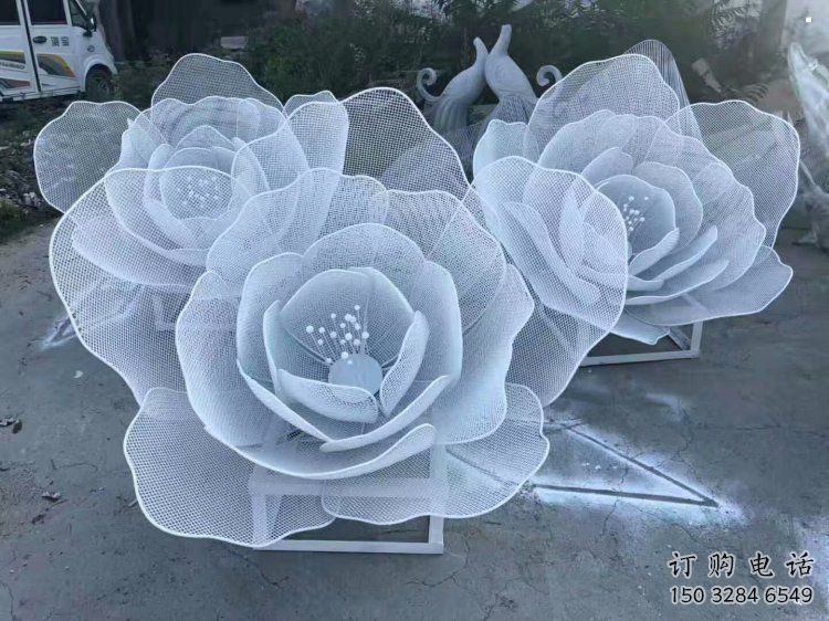 牡丹花雕塑點擊，城區(qū)小品，園林鏤空牡丹花雕塑承接