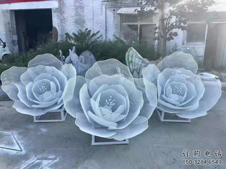 牡丹花雕塑廠家，地標(biāo)擺件，鏤空牡丹花雕塑選用廠家