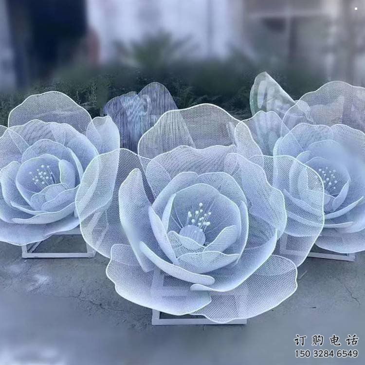 牡丹花雕塑優(yōu)選，拉絲工藝，鏤空牡丹花雕塑承接