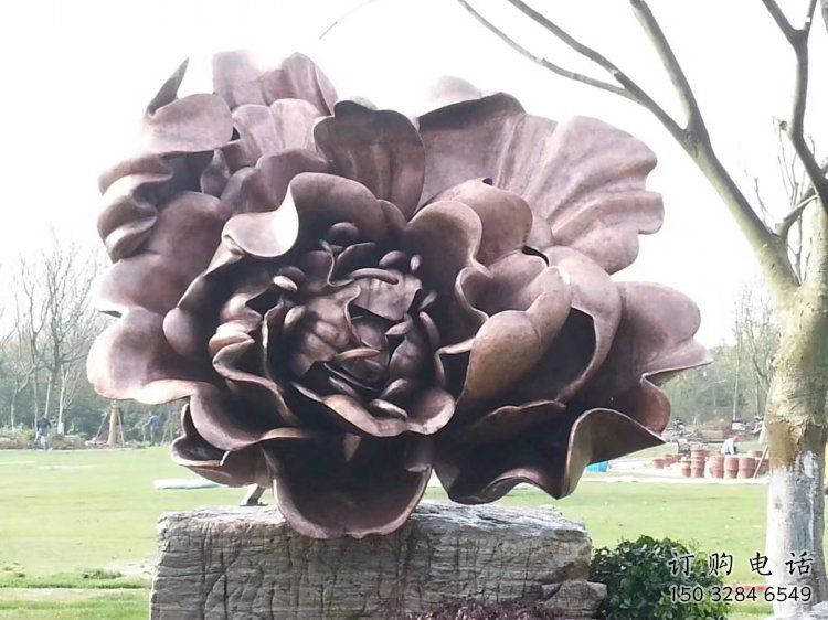 牡丹花雕塑標(biāo)準(zhǔn)，廣場雕塑，牡丹花銅雕塑廠家