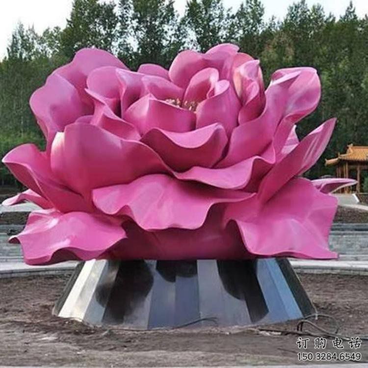 牡丹花雕塑廠家，廣場雕塑，不銹鋼牡丹花雕塑定制