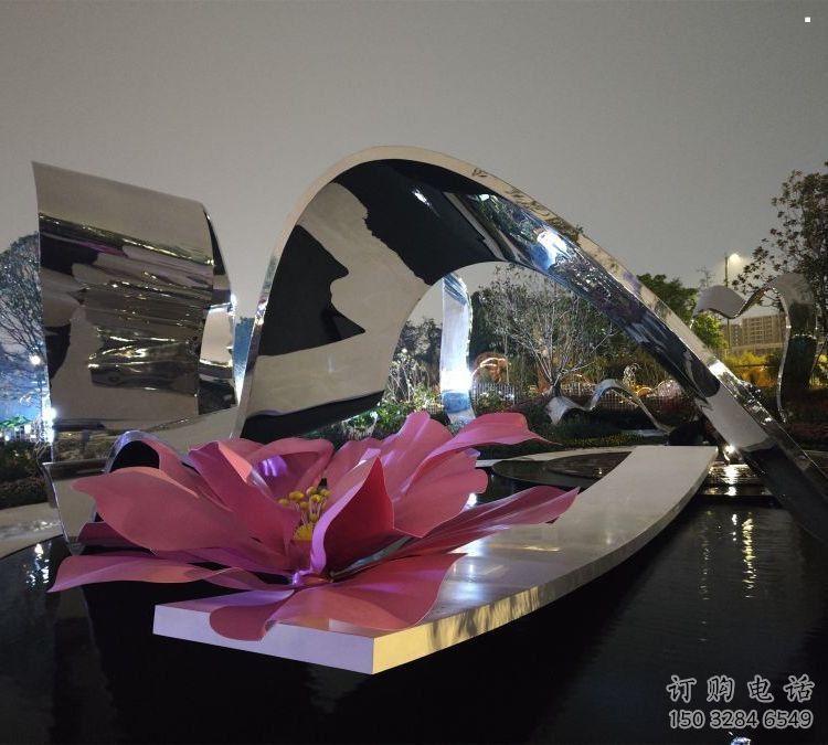牡丹花雕塑通用，街景小品，不銹鋼牡丹花雕塑制造廠家