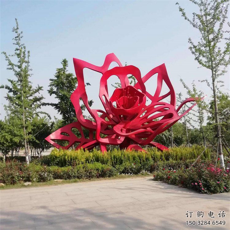 牡丹花雕塑精選，陸地?cái)[件，不銹鋼牡丹花雕塑廠家