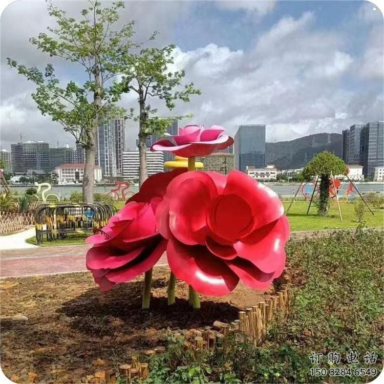 制造牡丹花雕塑廠家，地標(biāo)擺件，烤漆不銹鋼牡丹花雕塑精選