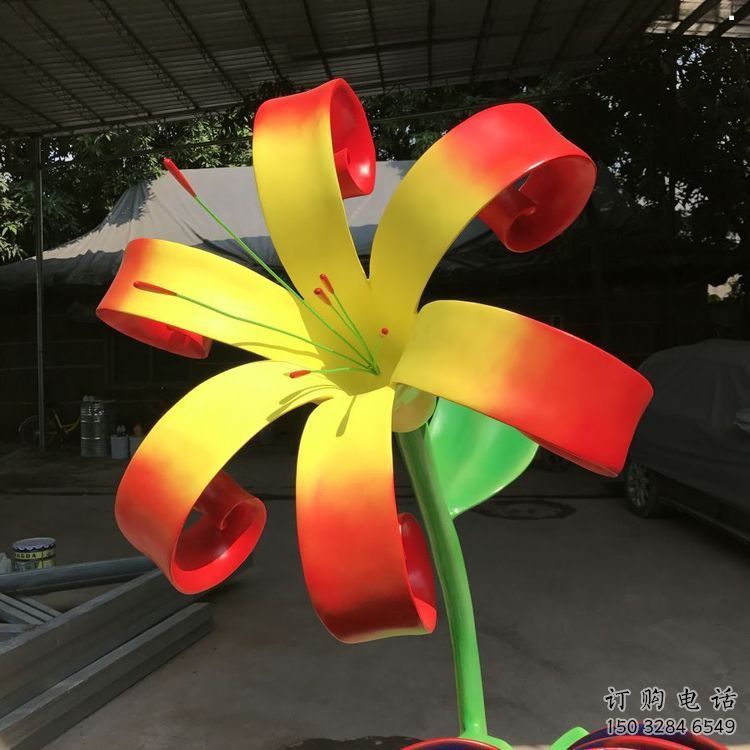 蘭花雕塑供應(yīng)，圓雕體系，不銹鋼蘭花雕塑制作廠家