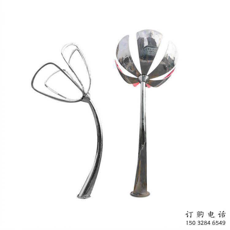 百合花雕塑承接，景區(qū)案例，不銹鋼百合花雕塑定制廠家