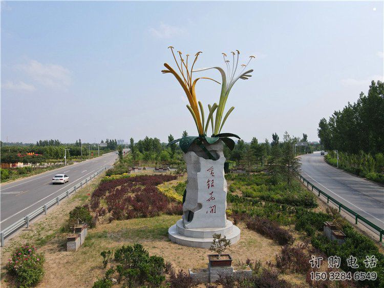 金銀花雕塑生產(chǎn)商，街頭藝術(shù)，不銹鋼金銀花雕塑廠家