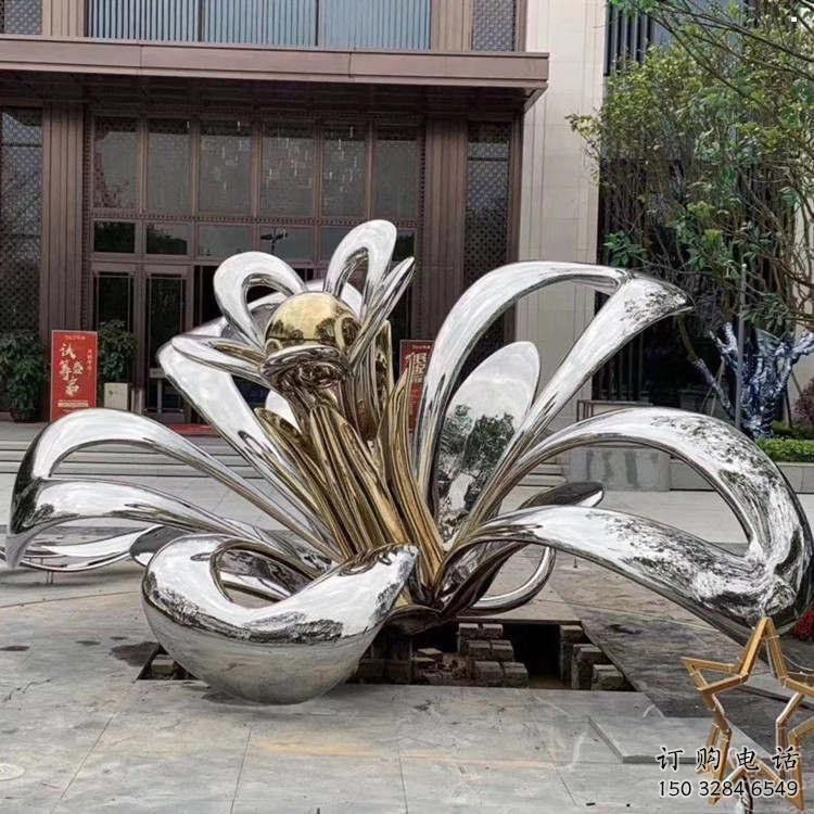 茉莉花雕塑定價(jià)，街頭雕塑，不銹鋼茉莉花雕塑廠家