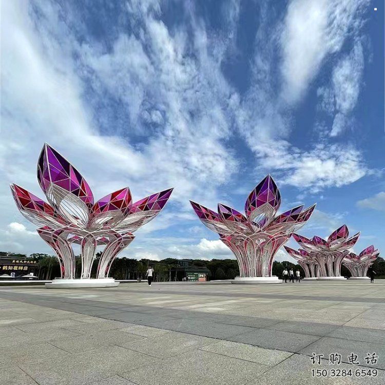茉莉花雕塑制作，陸地?cái)[件，不銹鋼茉莉花雕塑制造商