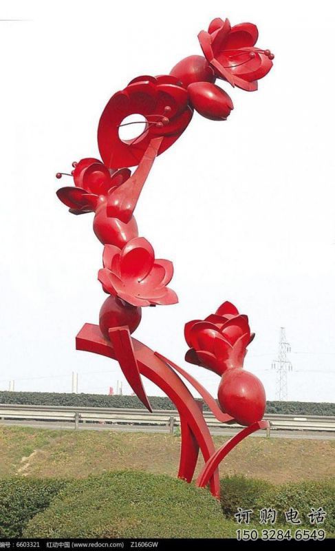 石榴花雕塑廠，景區(qū)雕塑，不銹鋼石榴花雕塑提供