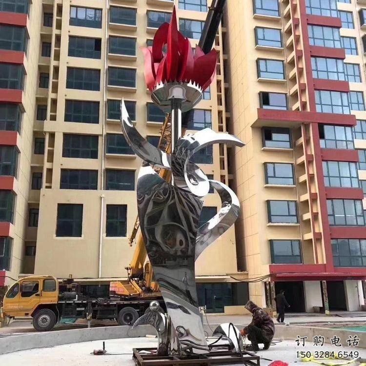 石榴花雕塑點擊，景觀雕塑，不銹鋼石榴花雕塑廠家