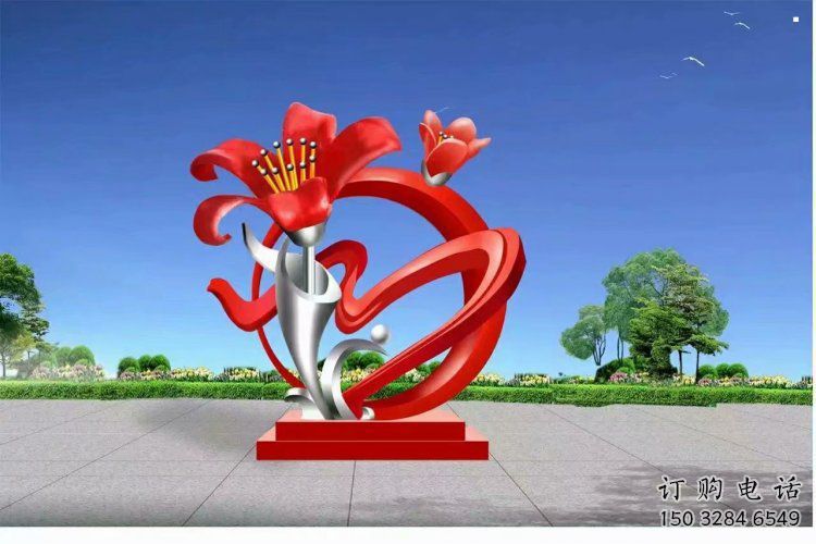 石榴花雕塑定價，景觀概念，不銹鋼石榴花雕塑預(yù)定