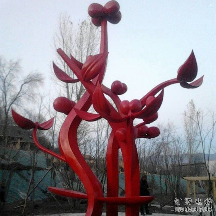 石榴花雕塑精品，景觀雕塑，不銹鋼石榴花雕塑生產(chǎn)商