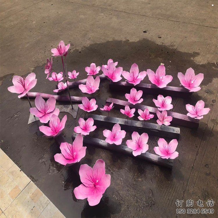 桃花雕塑工廠，美陳雕塑，烤漆桃花雕塑標(biāo)準(zhǔn)