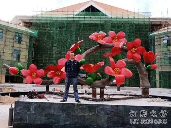 桃花雕塑供需，美陳雕塑，仿真桃花雕塑廠家承接