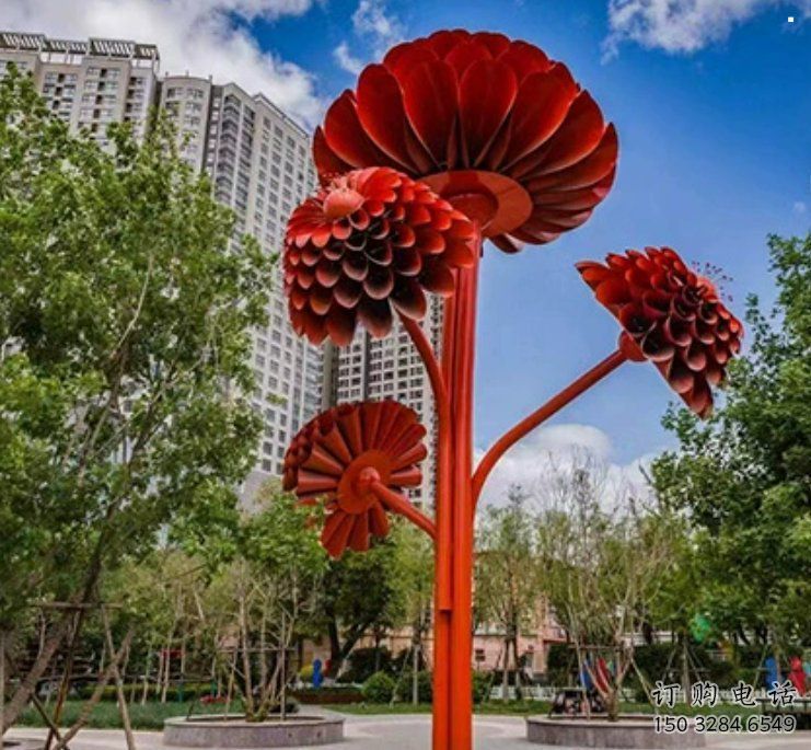 大型梧桐花雕塑制作，花園小品，梧桐花雕塑廠家提供
