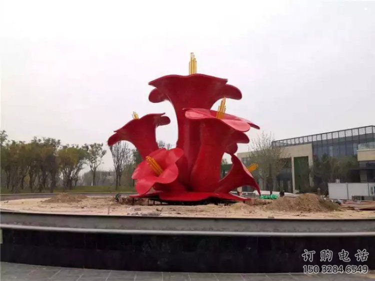 烤漆梧桐花雕塑制造商，室外軟裝，景觀梧桐花雕塑制作廠家