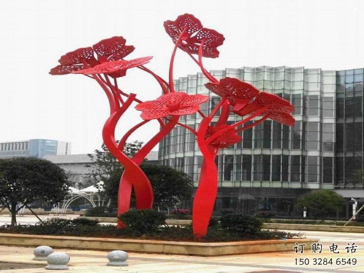 梧桐花雕塑標(biāo)準(zhǔn)，彩鋼制作，不銹鋼梧桐花雕塑優(yōu)價