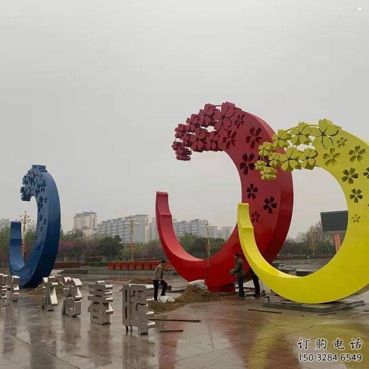 櫻花雕塑制造商，美陳雕塑，不銹鋼櫻花雕塑訂做廠家
