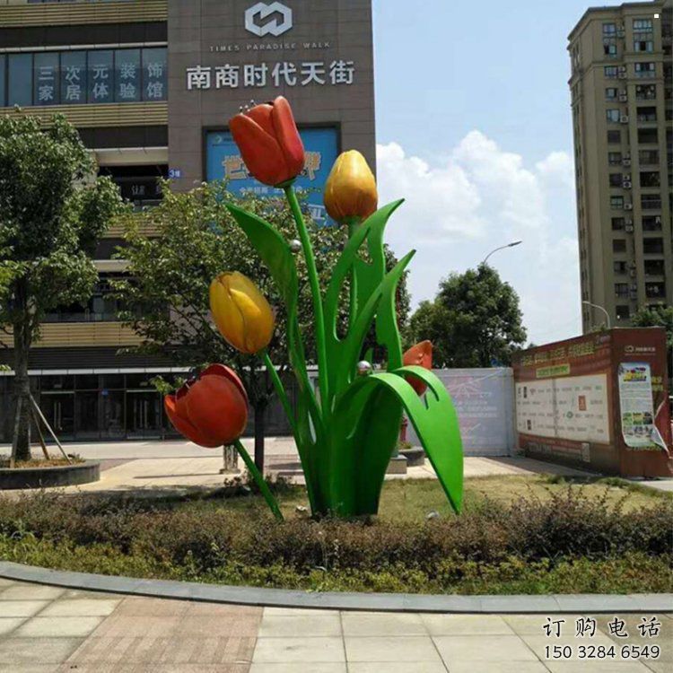 郁金香景觀雕塑精品，小區(qū)雕塑，不銹鋼郁金香雕塑提供