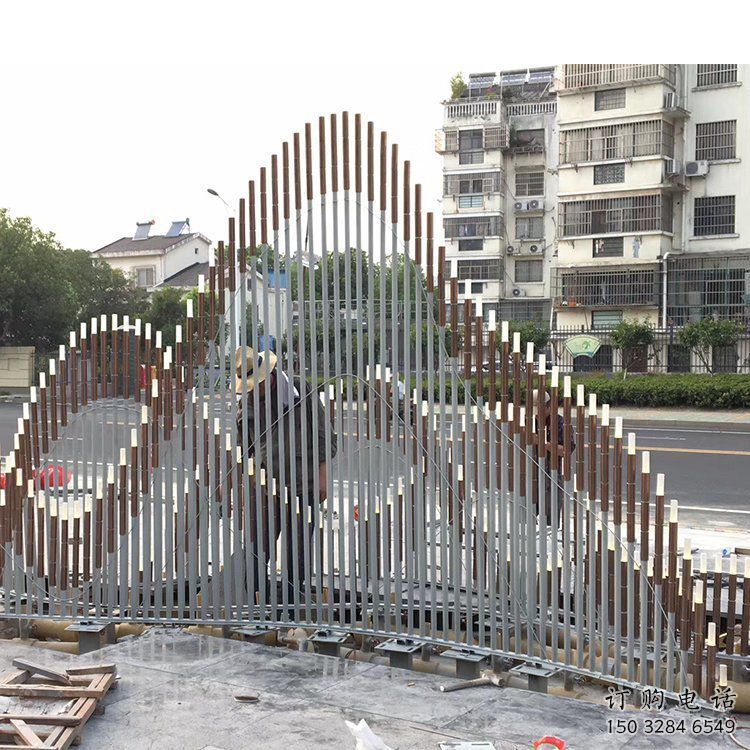 城市假山雕塑，網(wǎng)格體育雕塑，古銅效果