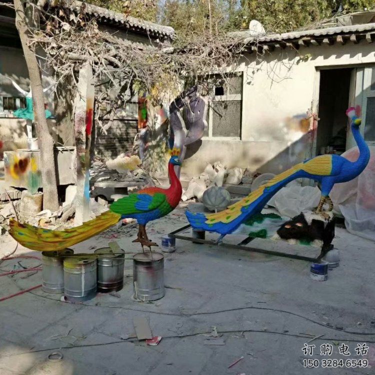 彩繪孔雀雕塑觀賞型，廣場系列，仿真孔雀雕塑優(yōu)選