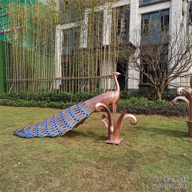 歐式孔雀雕塑生產(chǎn)，白鋼構(gòu)件，不銹鋼孔雀雕塑通用