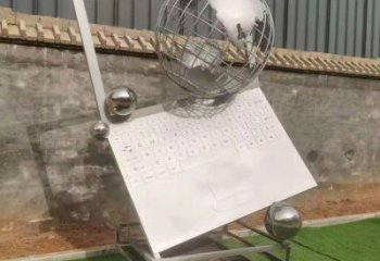 地球儀雕塑訂做，景區(qū)雕塑，鏡面筆記本地球儀雕塑廠家