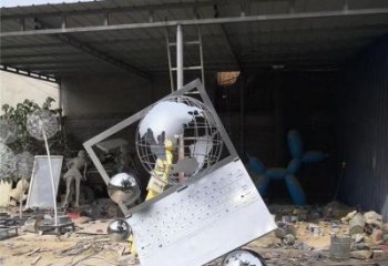 地球儀雕塑通用，街景小品，筆記本地球儀雕塑制造